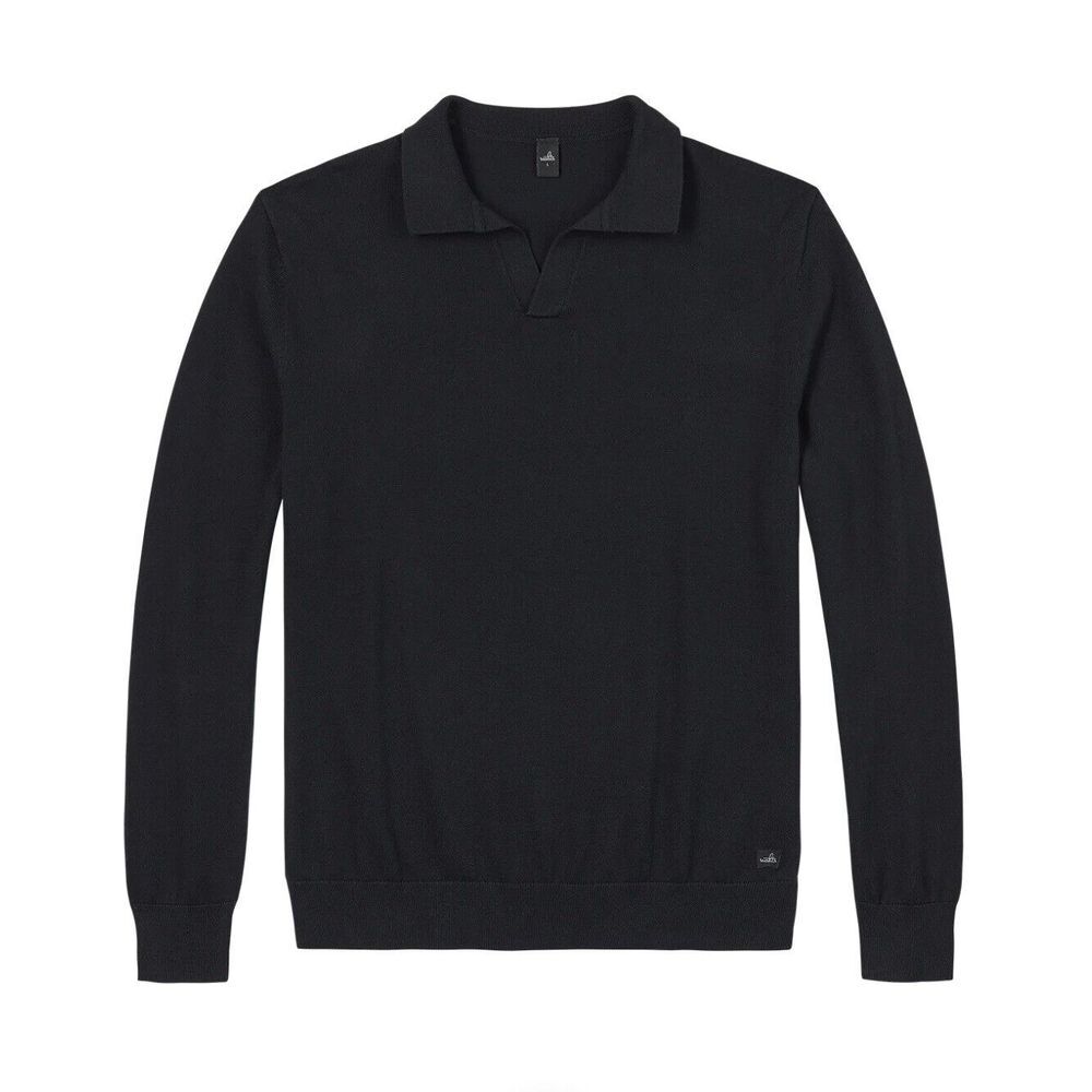 Wahts Sterling Knitted Long Sleeve Polo In Night Blue‎ Color Size XL MSRP $150